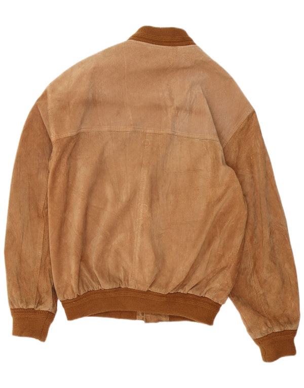 Jaqueta bomber masculina vintage de camurça Reino Unido 40 grande couro marrom
