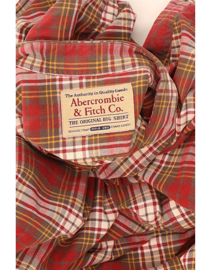 Camisa grande masculina Abercrombie & Fitch 2XL xadrez vermelho