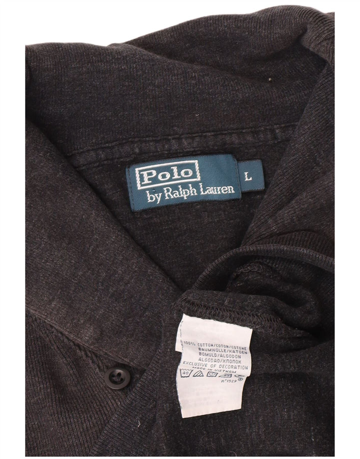 Suéter masculino POLO RALPH LAUREN com gola xale e algodão cinza grande