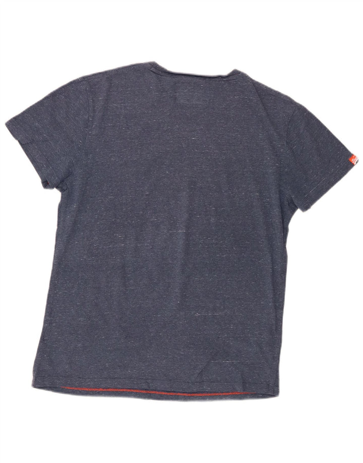 Camiseta masculina Superdry Top grande algodão manchado azul