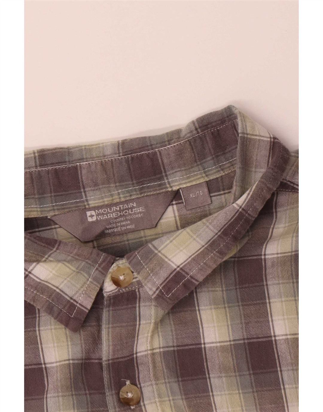 Camisa masculina de manga curta Mountain Warehouse XL cinza xadrez algodão