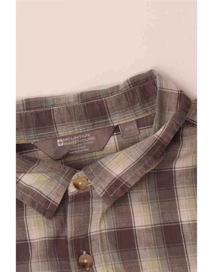 Camisa masculina de manga curta Mountain Warehouse XL cinza xadrez algodão