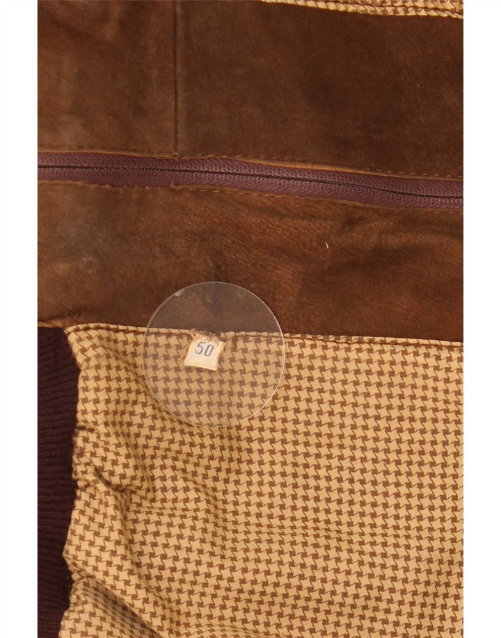Jaqueta bomber masculina vintage de camurça IT 50 grande marrom