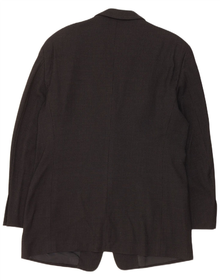 Jaqueta blazer masculina de 3 botões Giorgio Armani IT 54 XL preta risca de giz