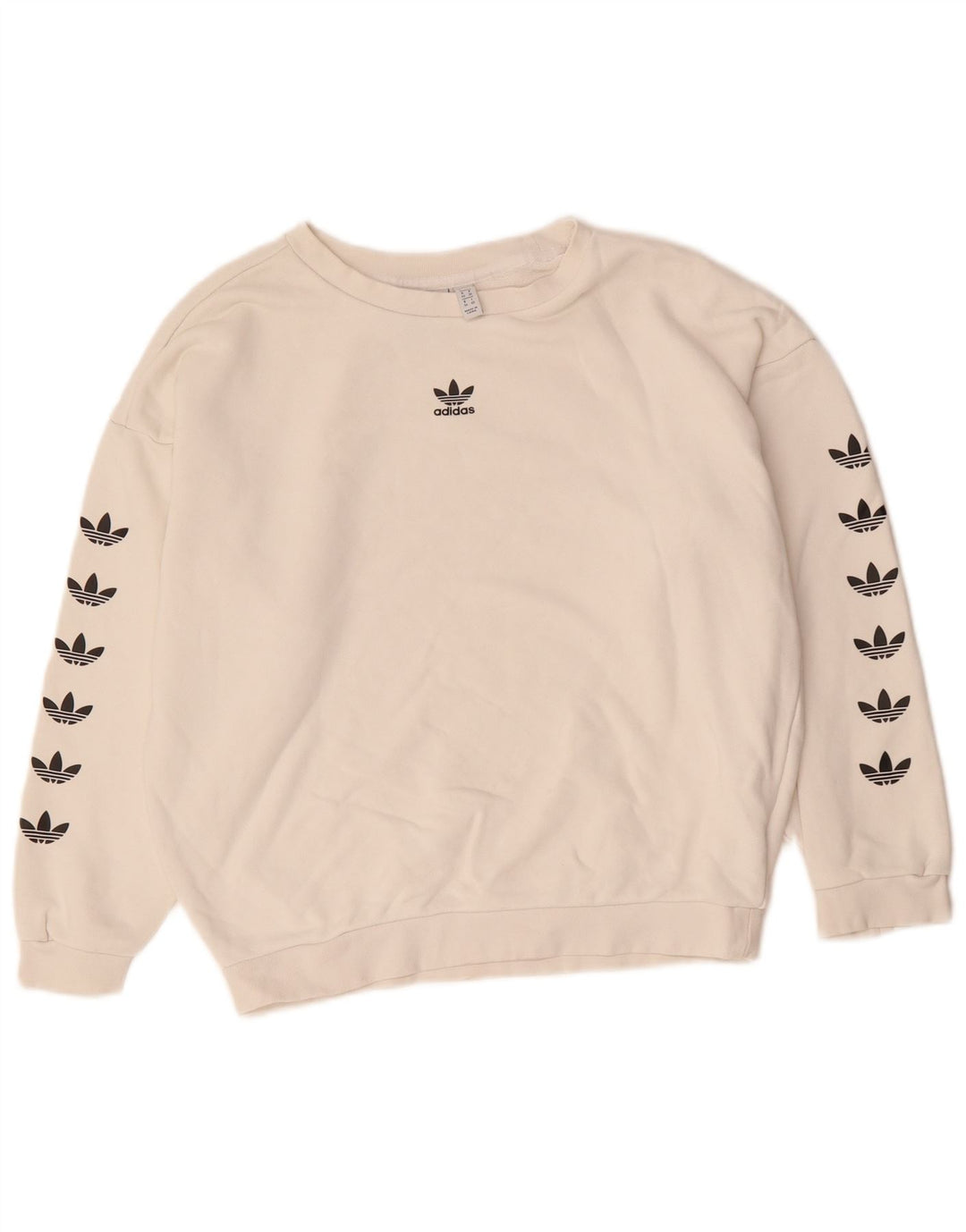 Adidas Womens Oversized Crop Graphic Moletom Jumper Reino Unido 8 Pequeno Branco