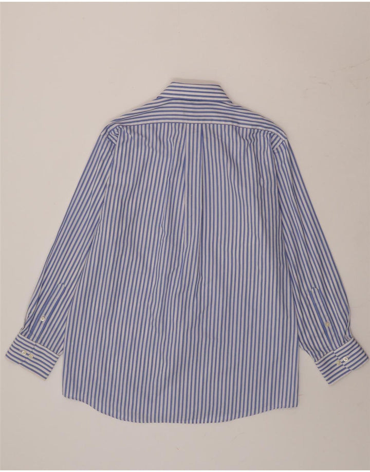 Camisa masculina Chaps Classic Fit tamanho 16 grande algodão listrado azul
