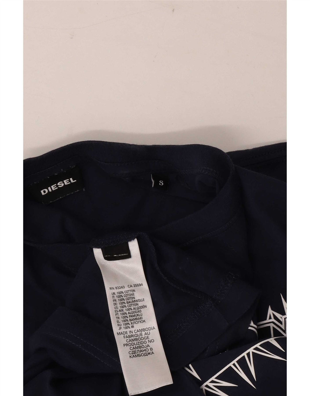 Diesel Camiseta masculina gráfica Top pequeno algodão azul marinho