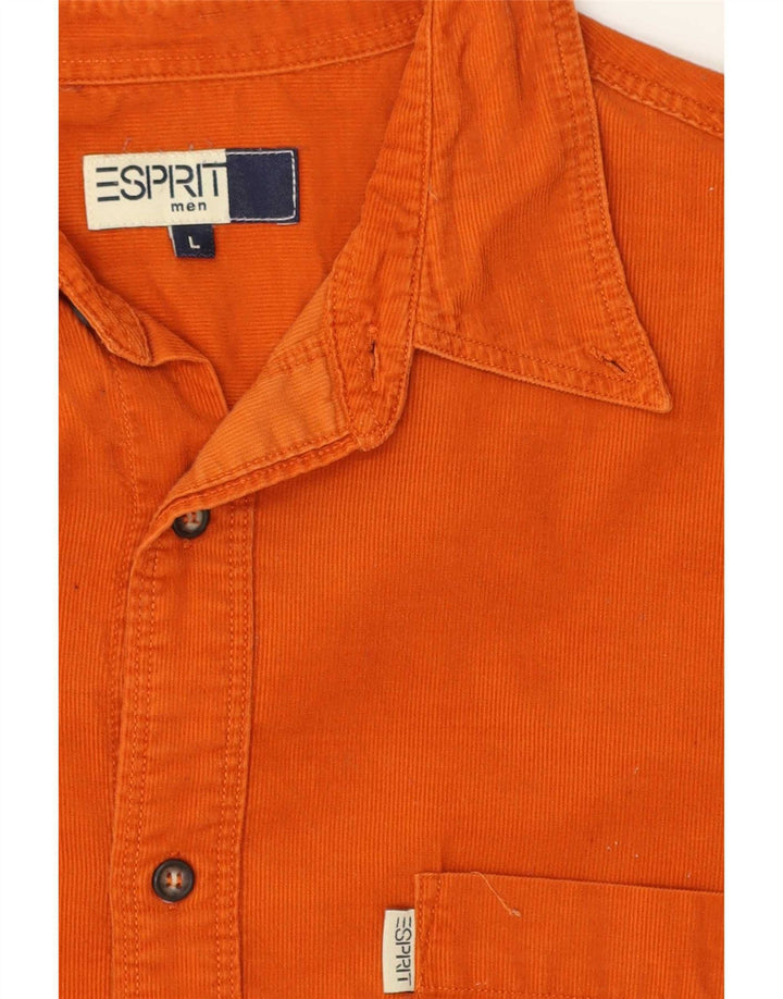 Camisa masculina de veludo Esprit grande laranja