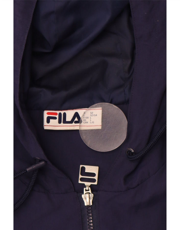 Jaqueta Anorak masculina com capuz gráfico FILA Reino Unido 40 grande bloco colorido azul marinho