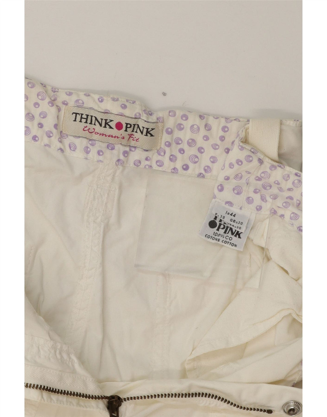 THINK PINK Womens Straight Cropped Trousers IT 44  Medium W30 L24  White Vintage Think Pink and Second-Hand Think Pink from Messina Hembry 