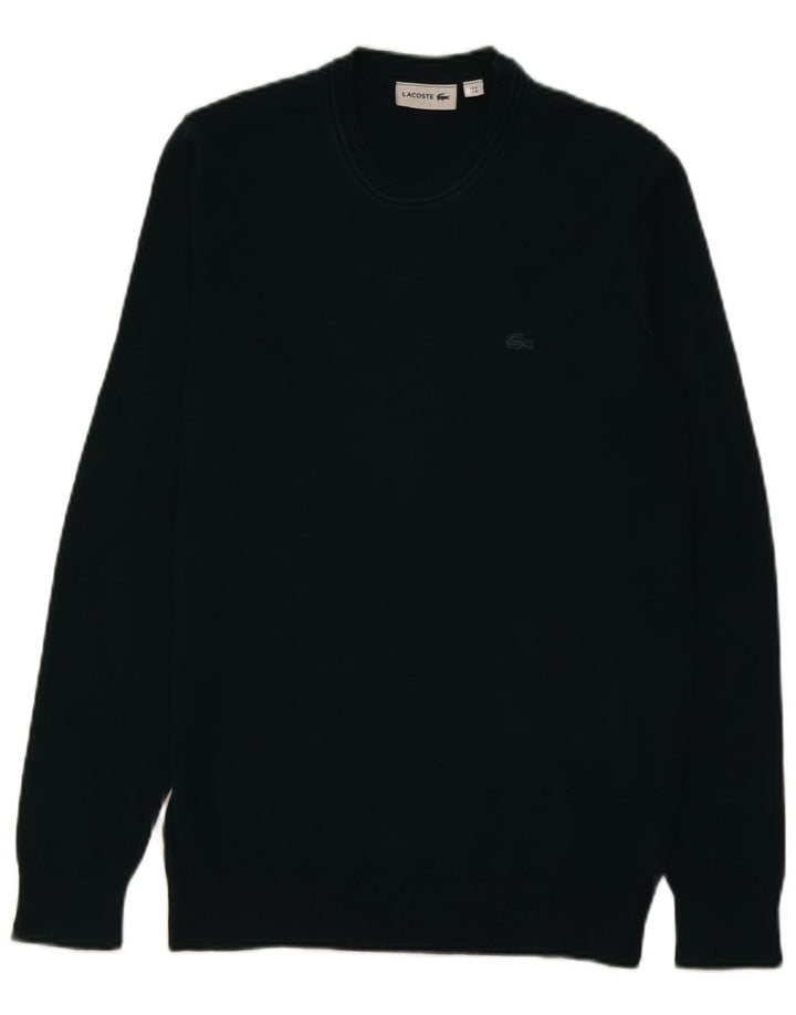 Lacoste Suéter masculino com gola redonda tamanho 4 lã verde médio