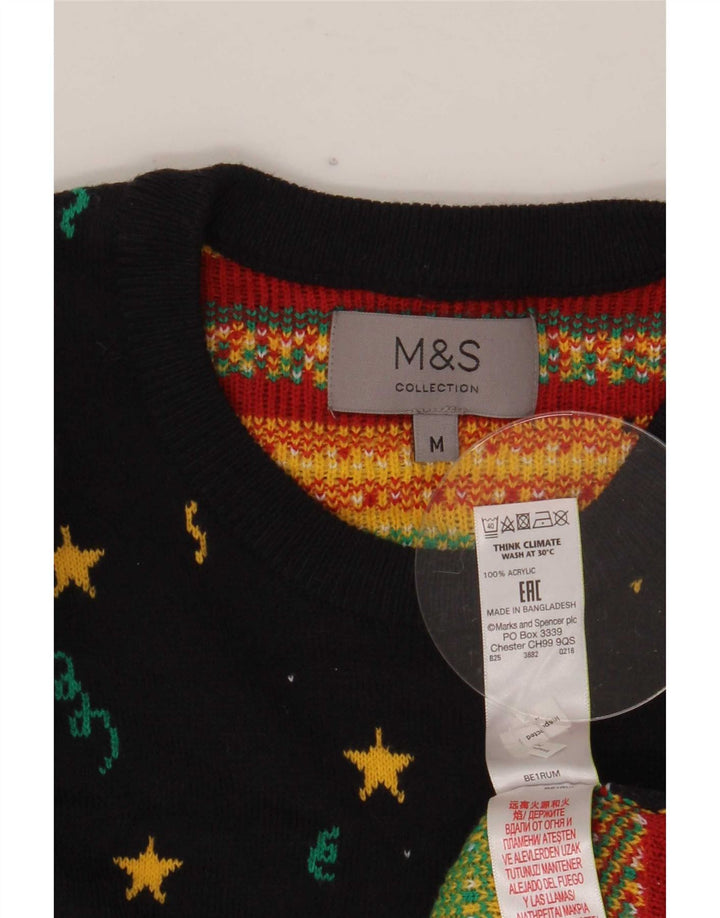 Suéter masculino Marks & Spencer com gola redonda, azul marinho médio