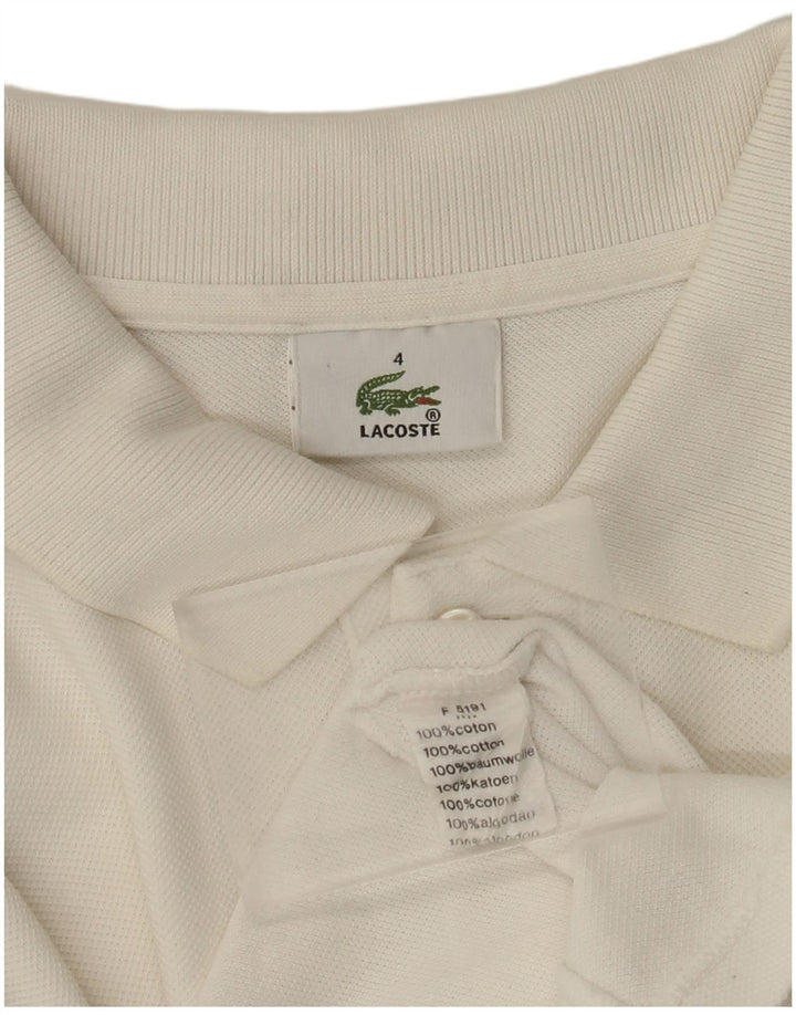 Camisa polo masculina de manga comprida LACOSTE tamanho 4 médio algodão branco