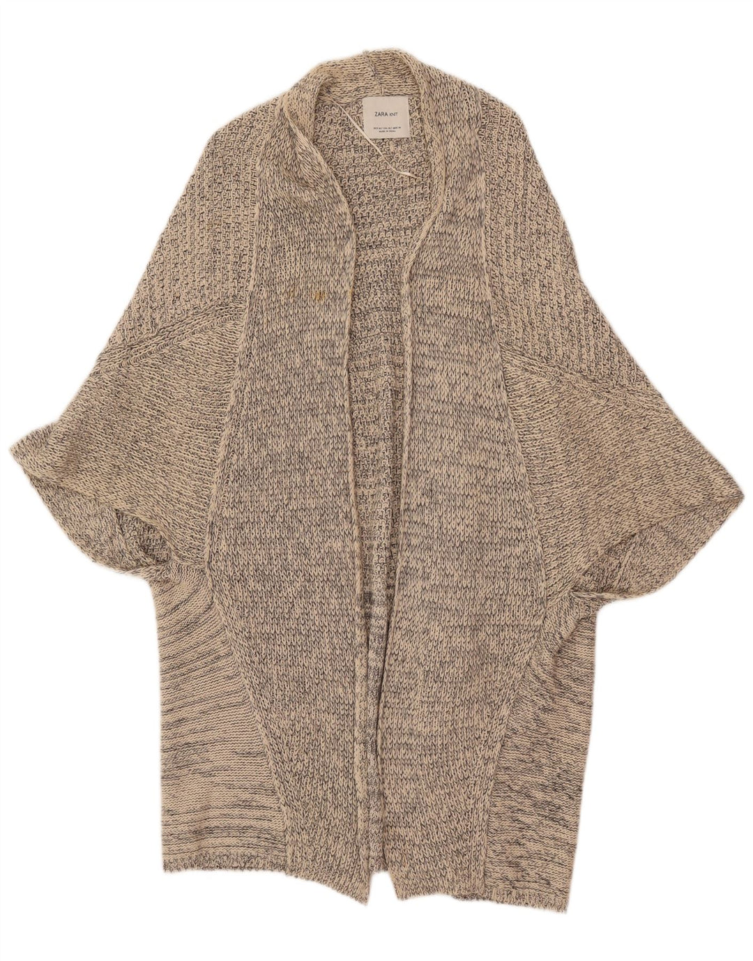 Zara Suéter Poncho Cardigan Feminino Oversized Reino Unido 14 Algodão Bege Médio