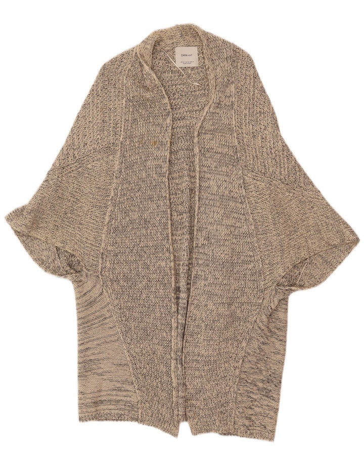 Zara Suéter Poncho Cardigan Feminino Oversized Reino Unido 14 Algodão Bege Médio