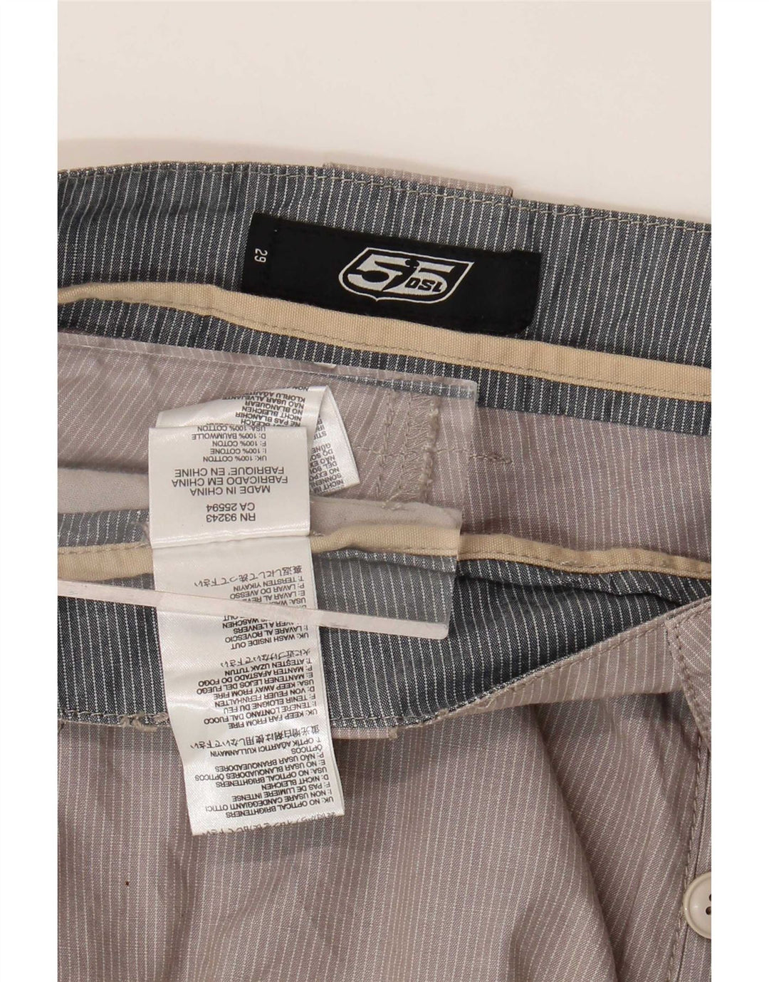 55DSL Shorts Chino Masculino W29 Algodão Risca de Giz Cinza Médio