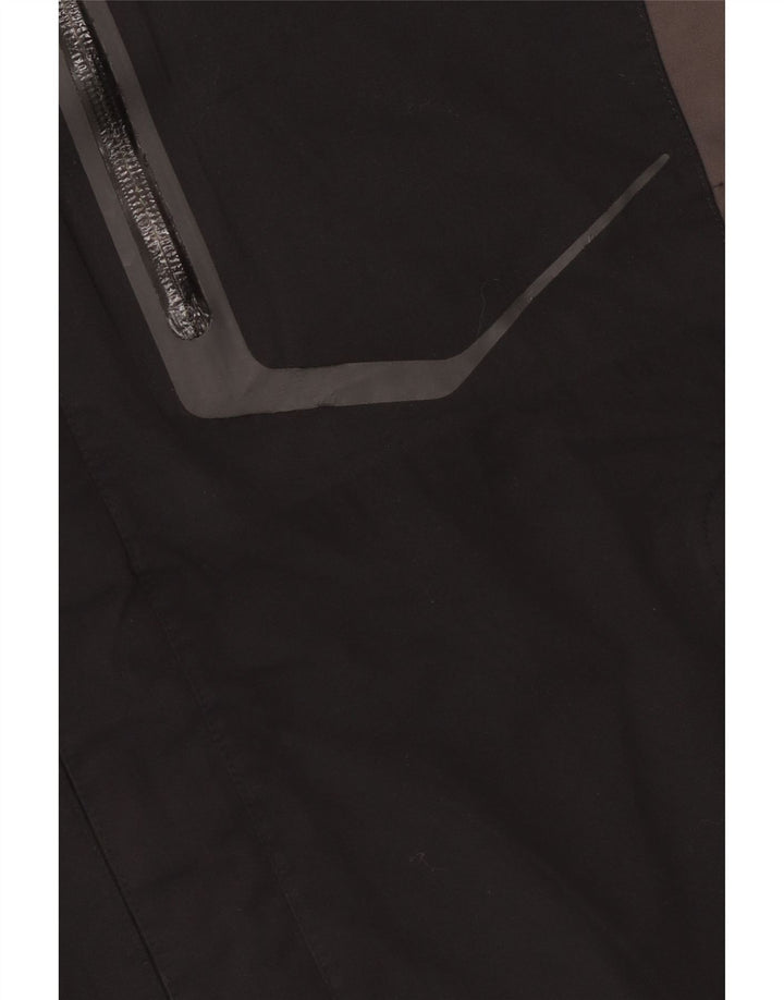 Jaqueta de chuva masculina com capuz Jack Wolfskin Reino Unido 36/38 bloco colorido preto médio