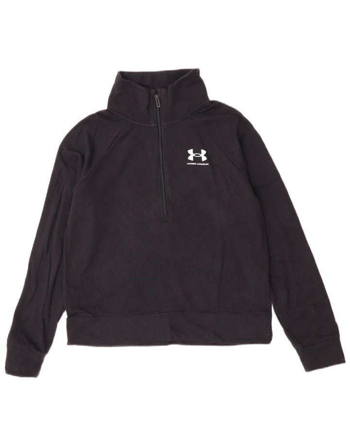 Under Armour Feminino Zip Neck Pulôver Treino Top Reino Unido 10 Pequeno Preto
