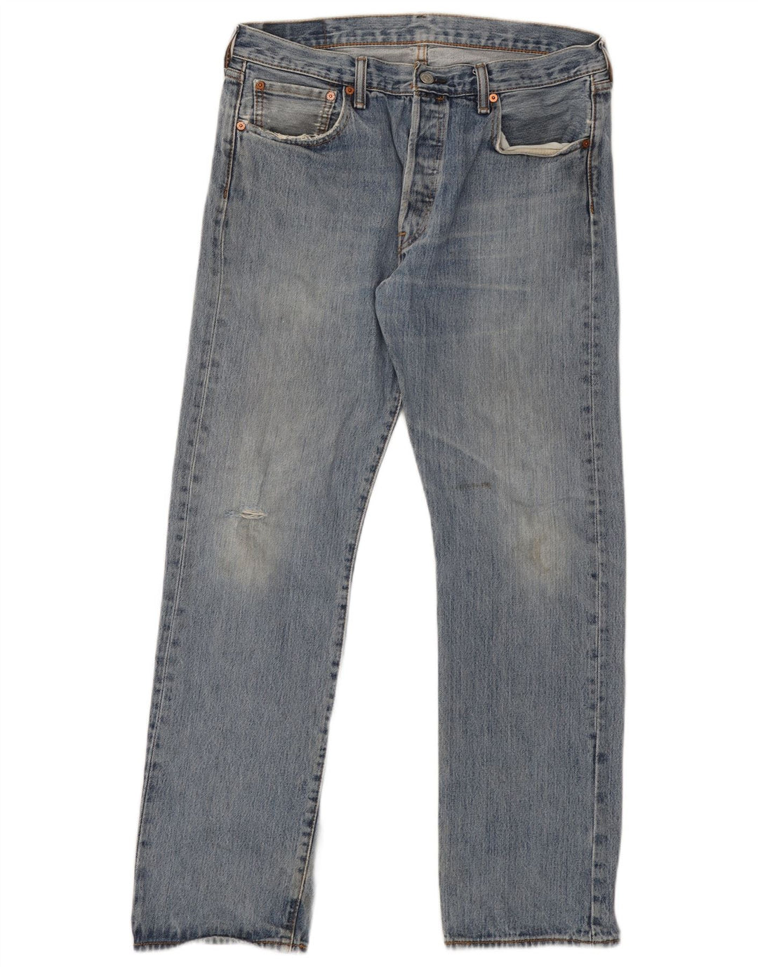 Levi's Mens 501 Distressed Straight Jeans W34 L32 Blue Cotton