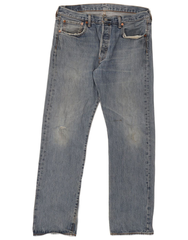 Levi's Mens 501 Distressed Straight Jeans W34 L32 Blue Cotton