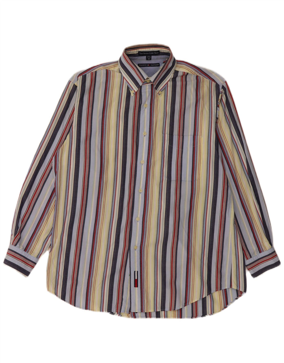Camisa masculina TOMMY HILFIGER tamanho 15 1/2 algodão listrado multicolorido médio