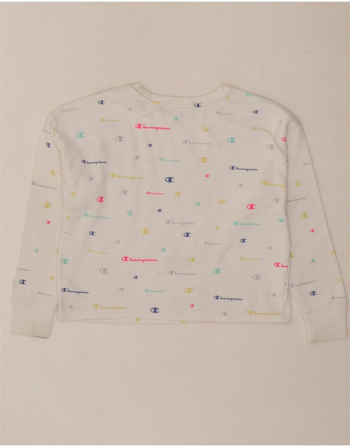 CHAMPION Girls Graphic Sweatshirt Jumper 13-14 Years XL  White Cotton Vintage Champion and Second-Hand Champion from Messina Hembry 