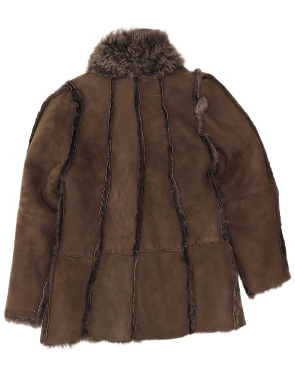Jaqueta Shearling Feminina Vintage UK 12 Cinza Médio