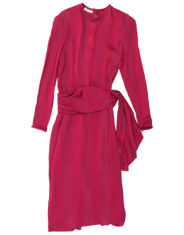 Vestido maxi feminino de manga comprida Rouie UK 12 acetato vermelho médio