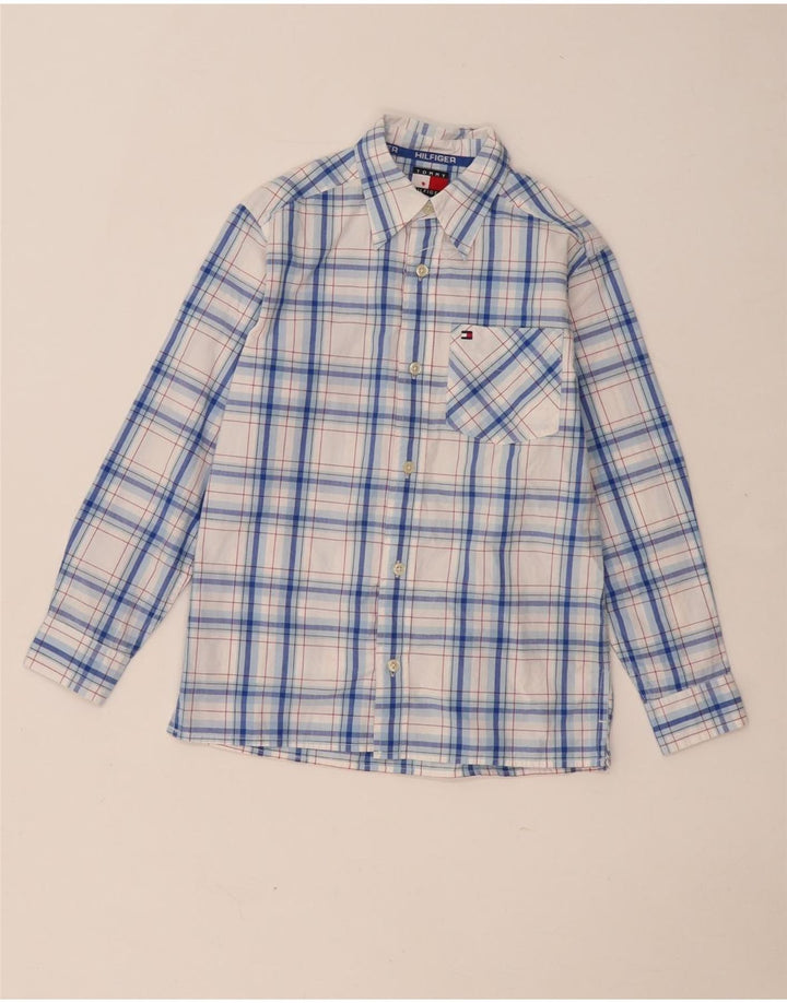 Camisa masculina Tommy Hilfiger 7-8 anos XS azul xadrez algodão