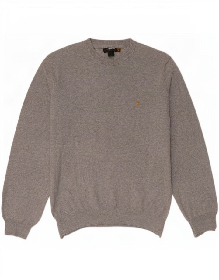 Suéter masculino Farah com gola redonda cinza médio