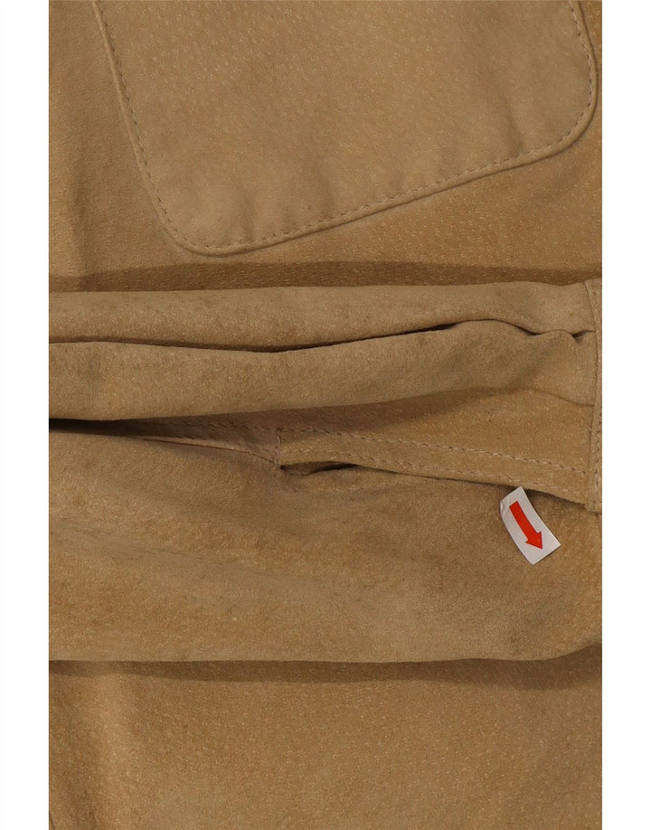 Camisa masculina de camurça Benetton couro bege médio