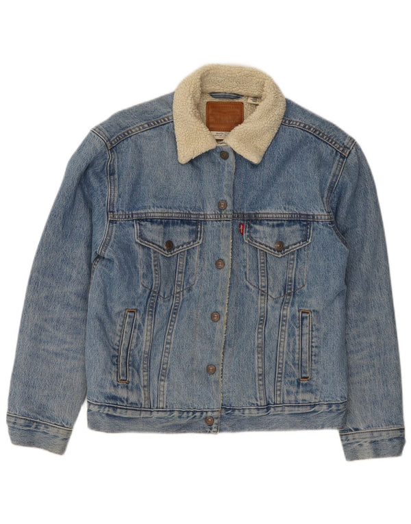 Jaqueta jeans feminina Levi's Graphic Sherpa Reino Unido 10 algodão azul pequeno