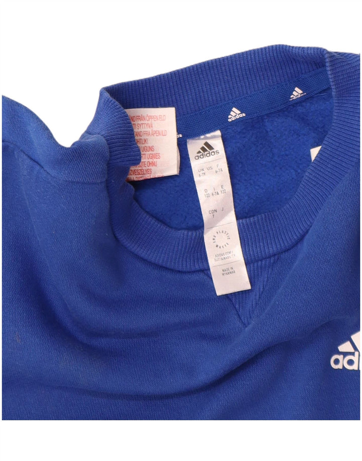 Adidas Meninos Suéter Jumper 6-7 Anos Azul Algodão