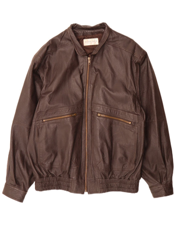 Jaqueta de couro masculina vintage UK 40 grande marrom