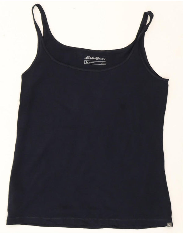 EDDIE BAUER Top cami feminino outdoor Reino Unido 14 grande algodão azul marinho