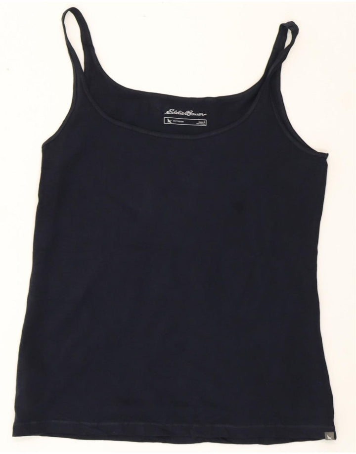 EDDIE BAUER Top cami feminino outdoor Reino Unido 14 grande algodão azul marinho
