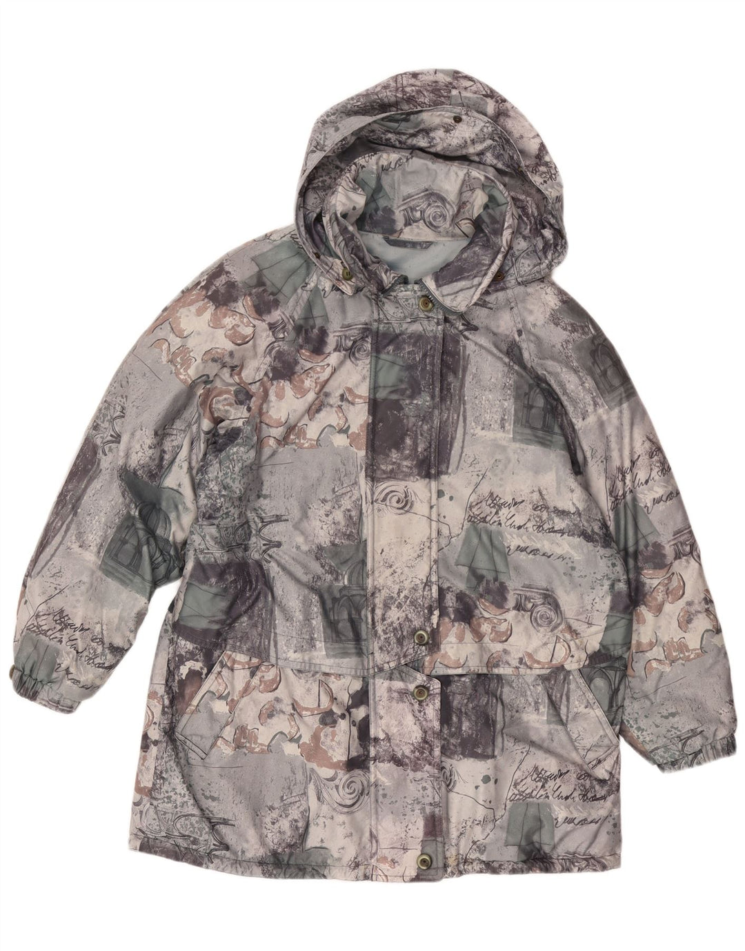 Jaqueta de chuva feminina FUCHS & SCHMITT folgada Reino Unido 16 patchwork cinza grande