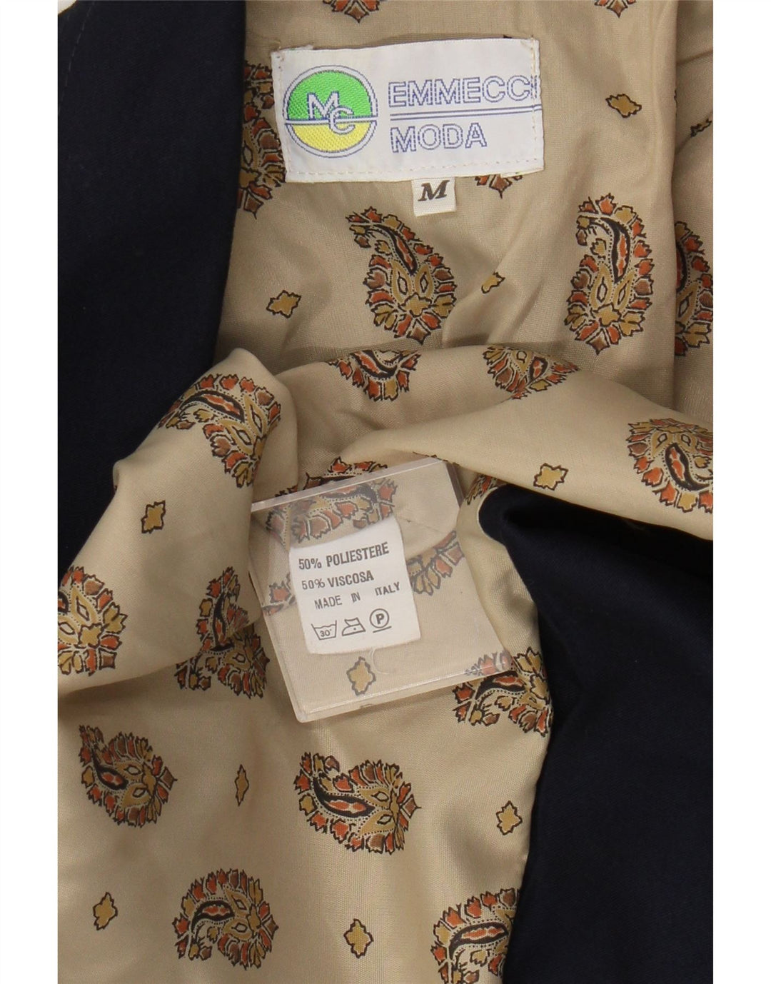 Jaqueta blazer feminina vintage de 1 botão Reino Unido 14 poliéster azul marinho médio