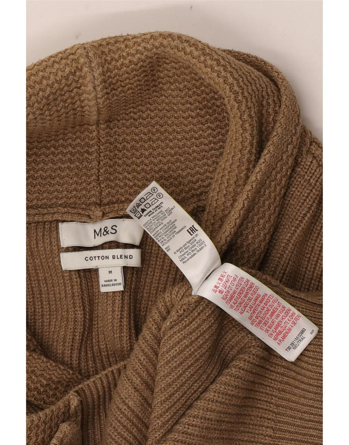 Suéter cardigã masculino Marks & Spencer poliéster marrom médio