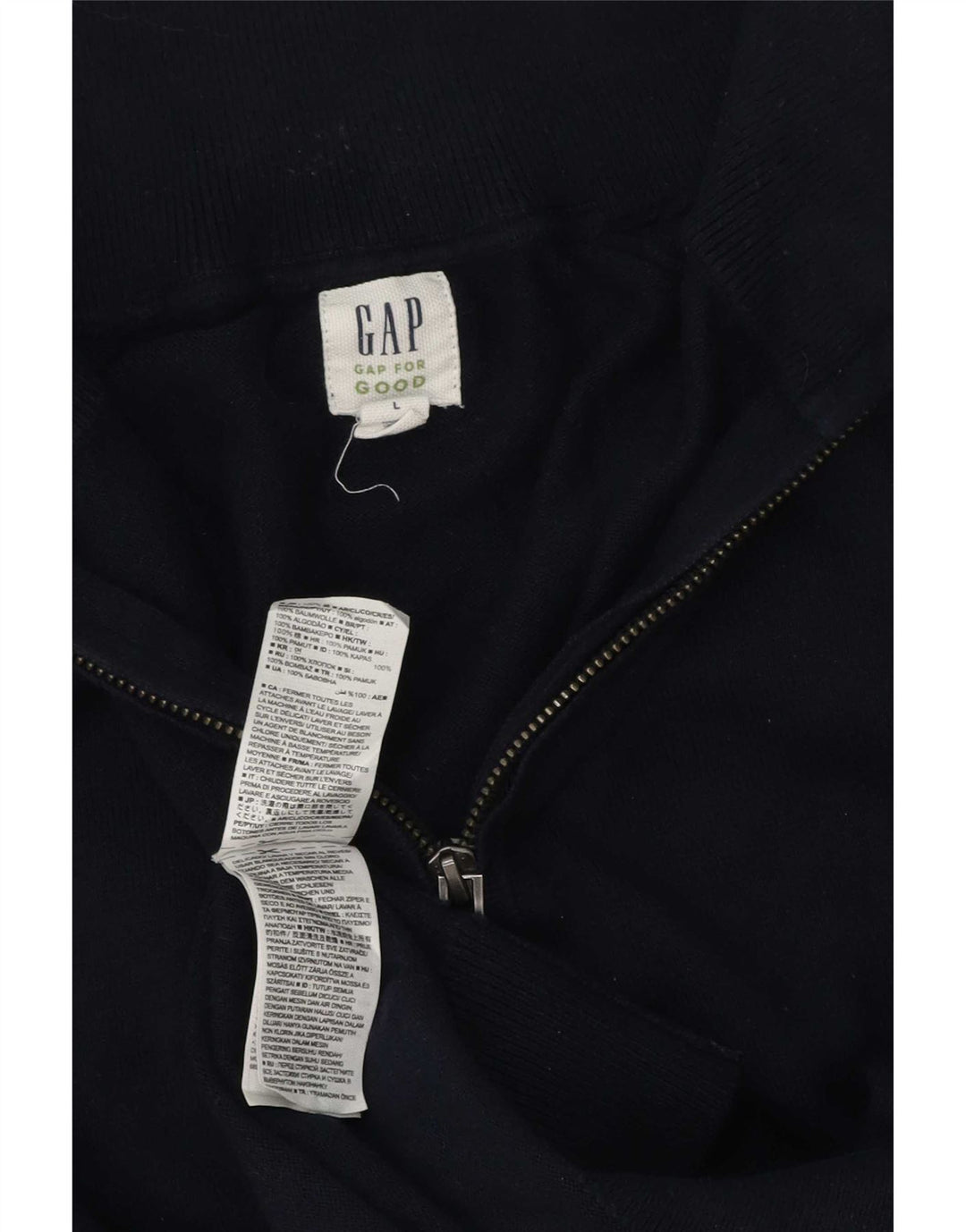 Suéter masculino Gap com zíper e gola alta de algodão azul marinho