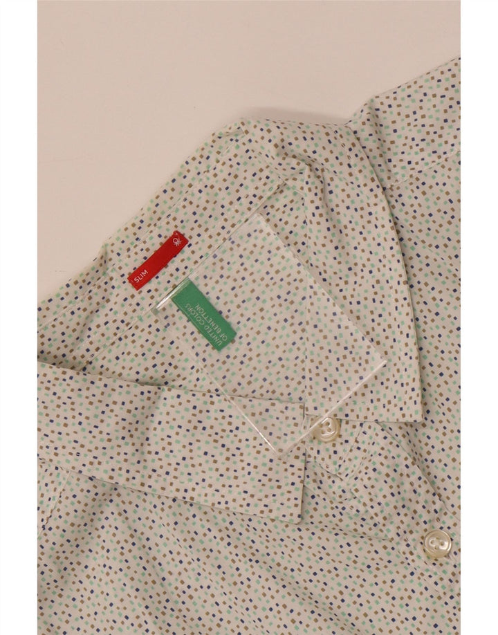 Camisa masculina slim fit BENETTON grande branca manchada