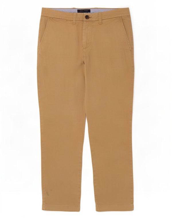 Tommy Hilfiger Mens Slim Fit Chino Calças W30 L28 Algodão Bege