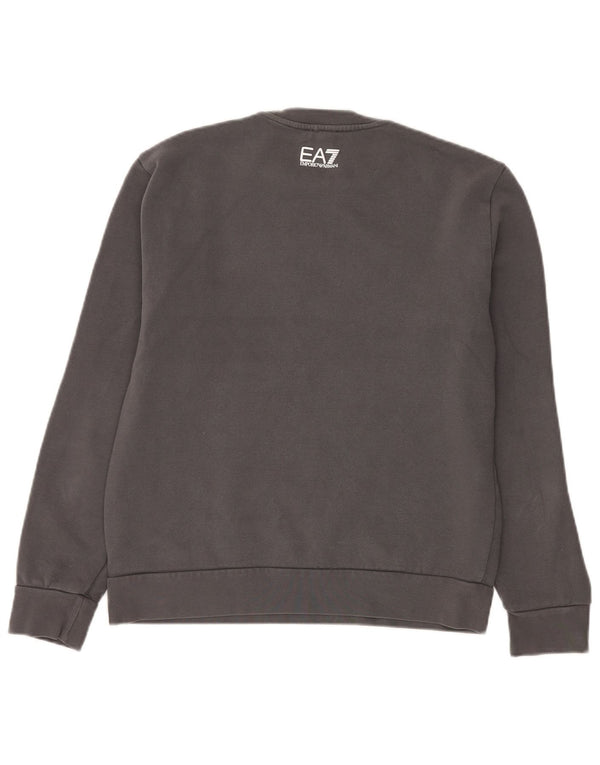 Suéter gráfico masculino Emporio Armani algodão cinza médio