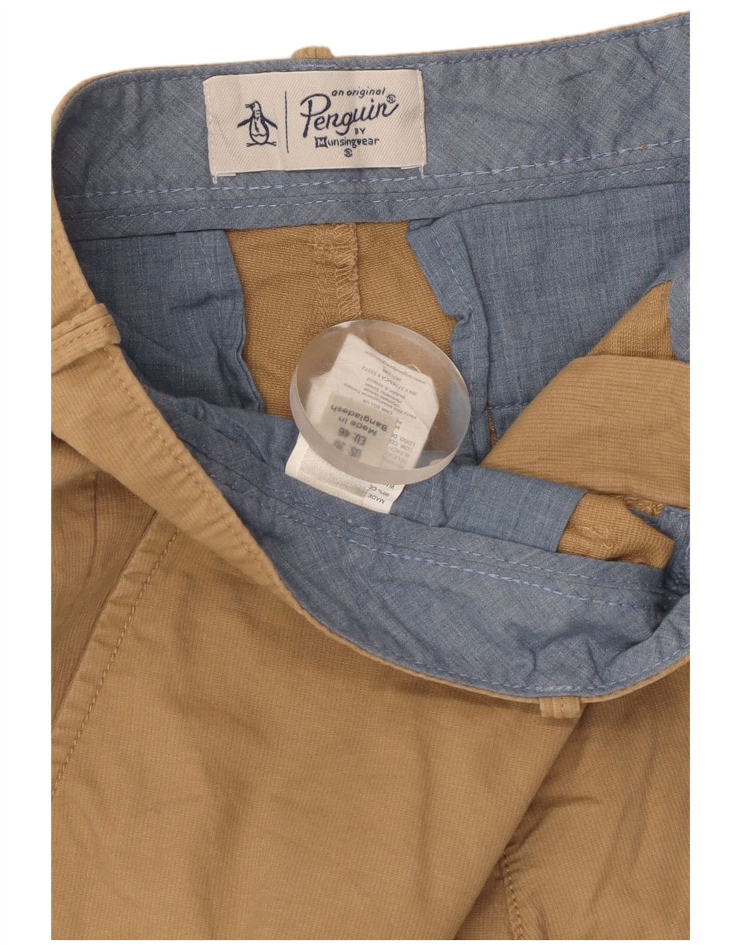 Penguin Mens Chino Shorts W30 Algodão Bege Médio