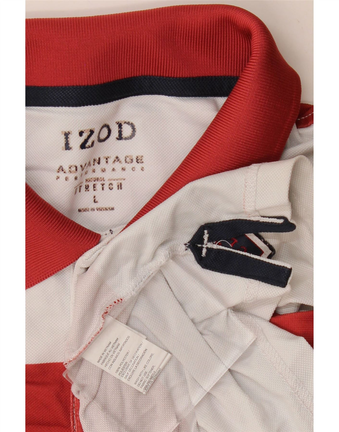 Camisa polo masculina IZOD grande poliéster colorblock vermelho
