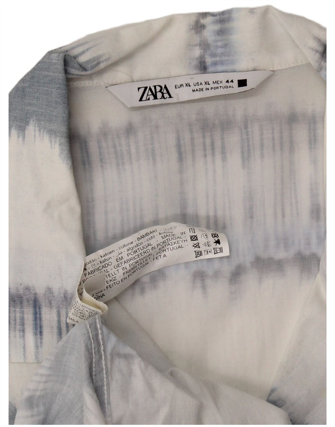 Camisa masculina de manga curta ZARA XL algodão listrado azul