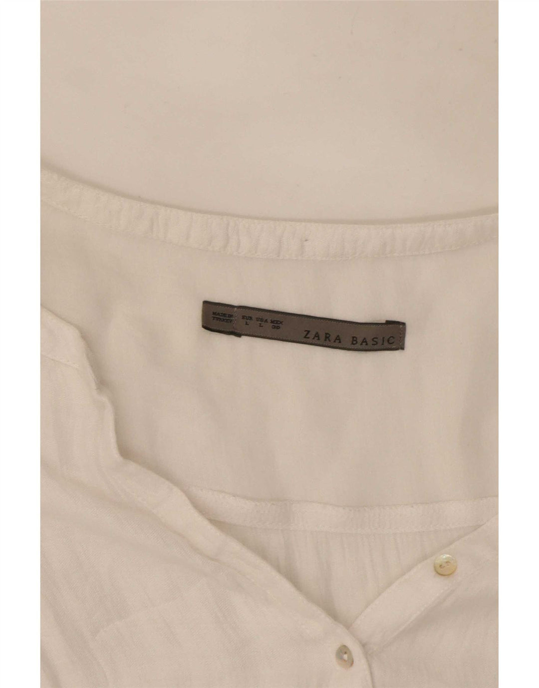 Zara Blusa Feminina Top UK 16 Grande Branco