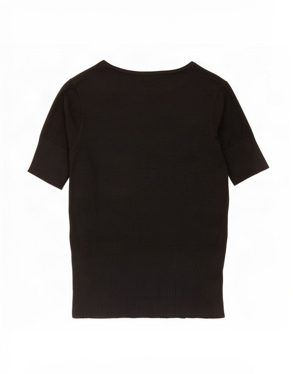 Camiseta feminina Zara UK 14 grande viscose preta