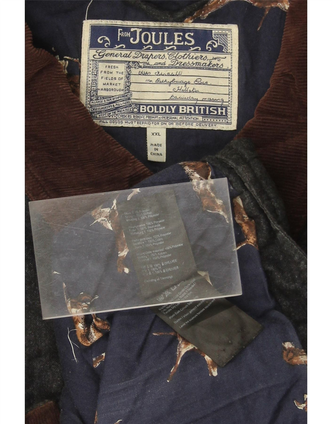 Jaqueta acolchoada masculina JOULES UK 44 2XL poliéster azul marinho