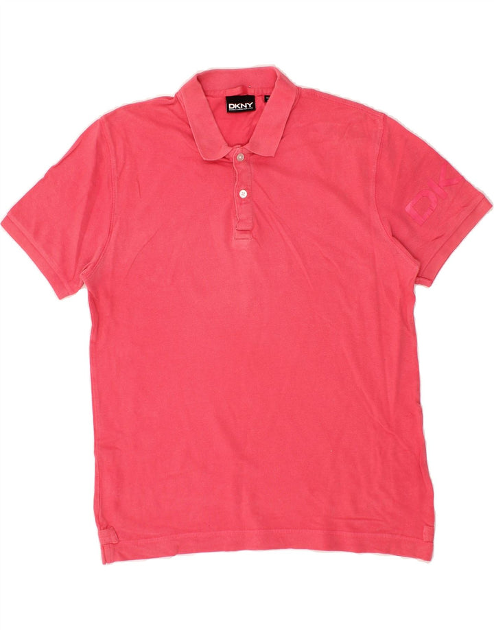 DKNY Mens Polo Shirt Medium Pink Cotton Vintage Dkny and Second-Hand Dkny from Messina Hembry 